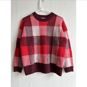 Madewell Red and Burgundy Plaid Sweater